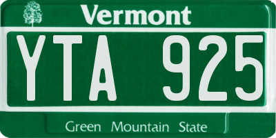VT license plate YTA925