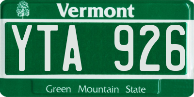 VT license plate YTA926