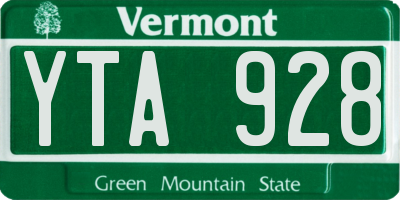 VT license plate YTA928