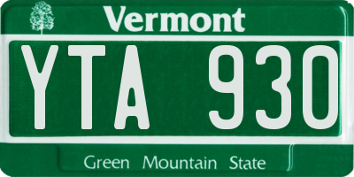 VT license plate YTA930