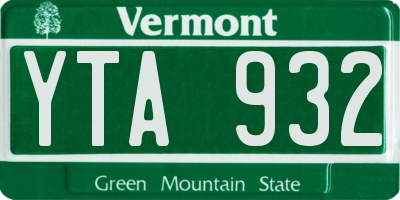 VT license plate YTA932