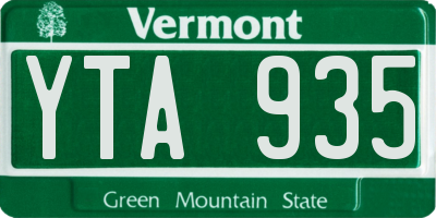 VT license plate YTA935
