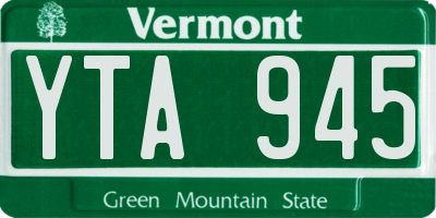 VT license plate YTA945