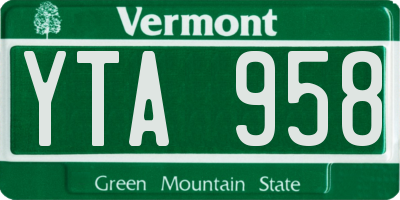 VT license plate YTA958