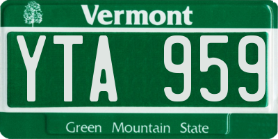 VT license plate YTA959