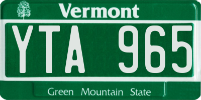 VT license plate YTA965