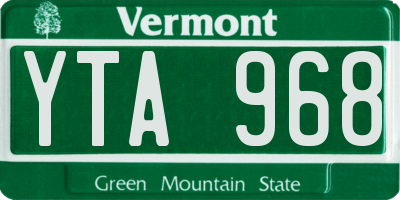 VT license plate YTA968