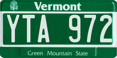 VT license plate YTA972