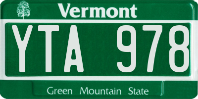 VT license plate YTA978