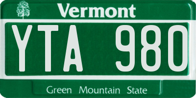 VT license plate YTA980
