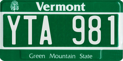 VT license plate YTA981