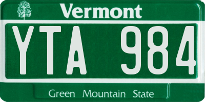 VT license plate YTA984