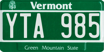 VT license plate YTA985