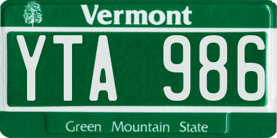 VT license plate YTA986