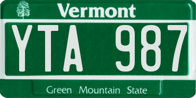 VT license plate YTA987
