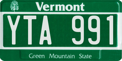 VT license plate YTA991