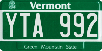 VT license plate YTA992