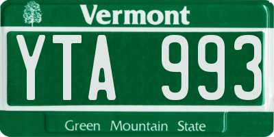 VT license plate YTA993
