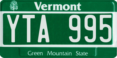 VT license plate YTA995
