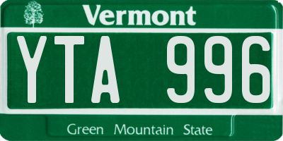 VT license plate YTA996