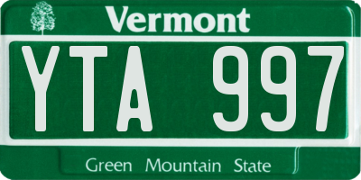 VT license plate YTA997