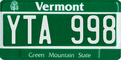 VT license plate YTA998