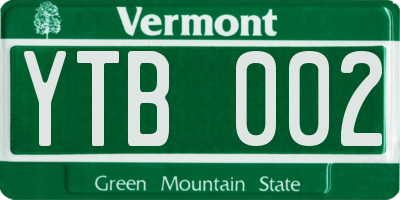 VT license plate YTB002