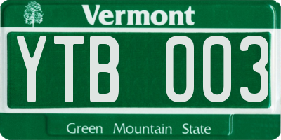 VT license plate YTB003