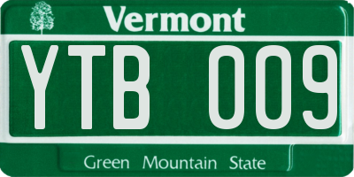 VT license plate YTB009