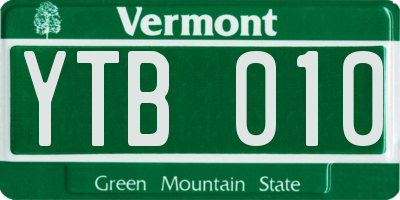 VT license plate YTB010