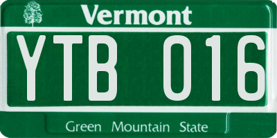 VT license plate YTB016