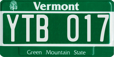 VT license plate YTB017