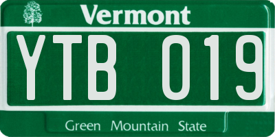 VT license plate YTB019