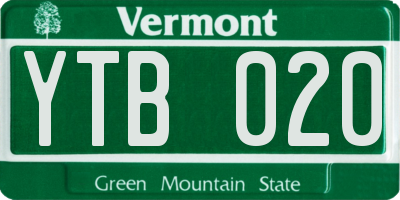 VT license plate YTB020
