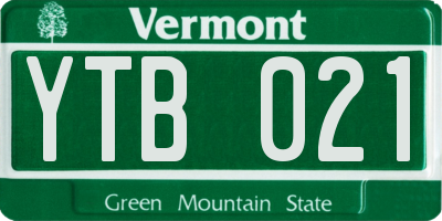 VT license plate YTB021