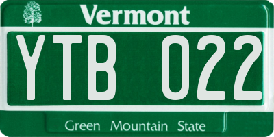 VT license plate YTB022