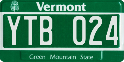 VT license plate YTB024
