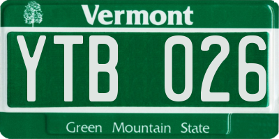 VT license plate YTB026