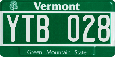 VT license plate YTB028