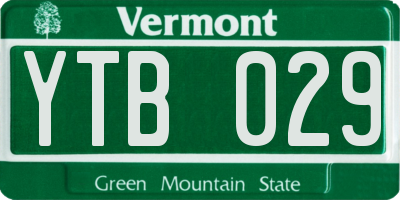 VT license plate YTB029
