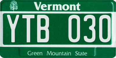 VT license plate YTB030