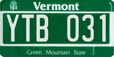 VT license plate YTB031