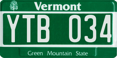 VT license plate YTB034