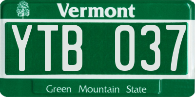 VT license plate YTB037