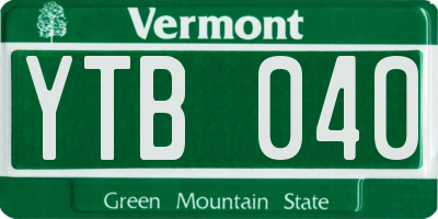VT license plate YTB040