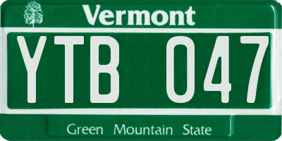 VT license plate YTB047