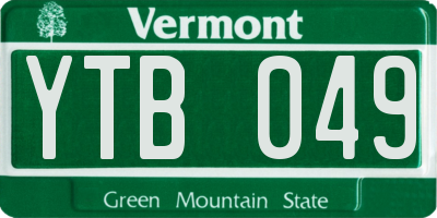 VT license plate YTB049