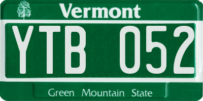 VT license plate YTB052