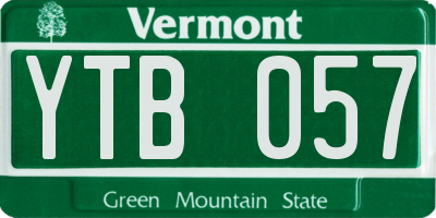 VT license plate YTB057