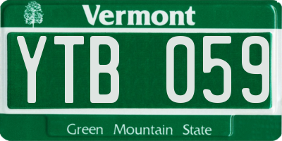 VT license plate YTB059